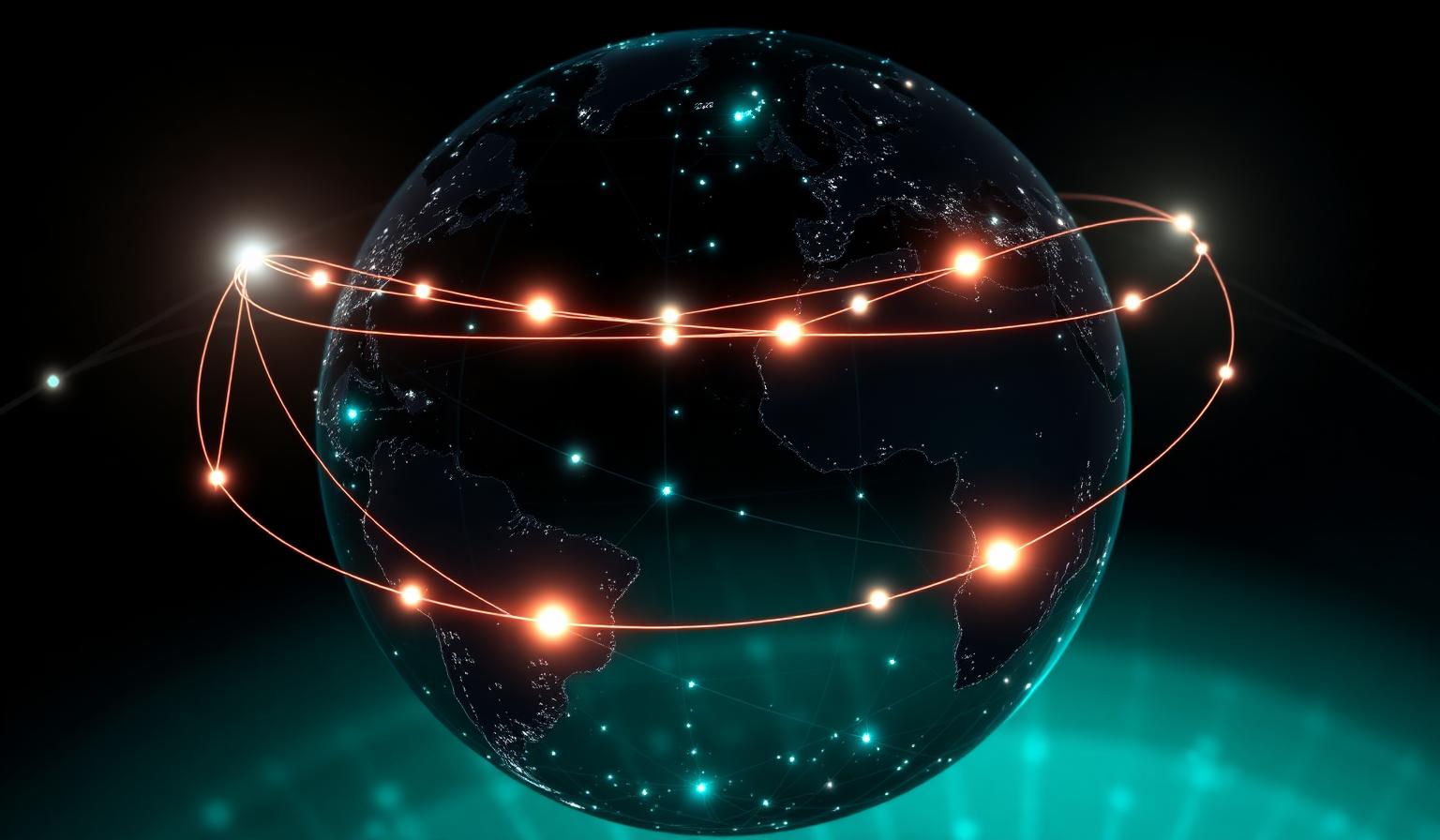 Glowing digital globe with cross-chain bridges arcing between continents