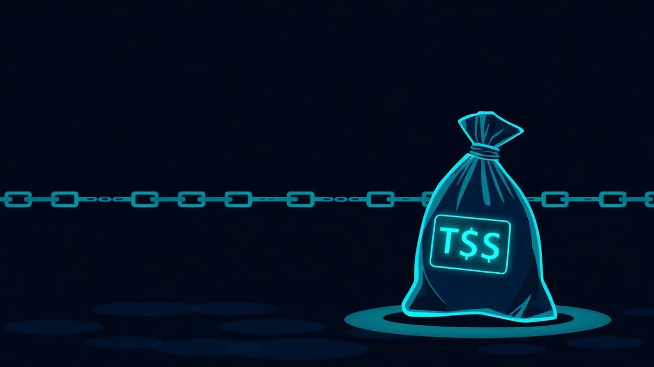 Forensic evidence bag with a cryptographic hash tag glowing teal against a dark background