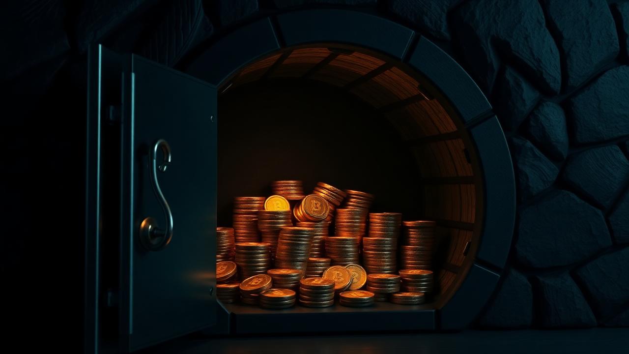 Hidden vault behind a marital balance sheet revealing a cluster of crypto wallets