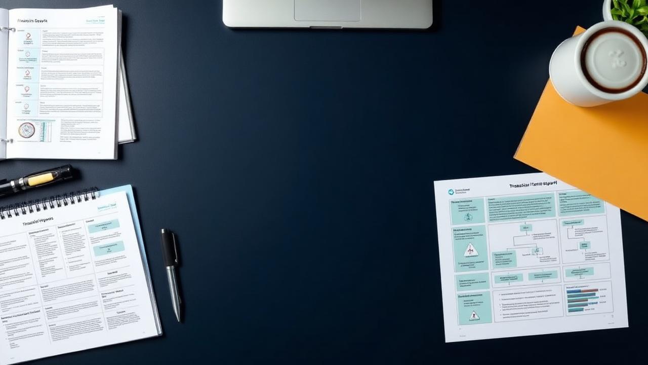 Forensic report pages with transaction flow diagrams on a dark desk