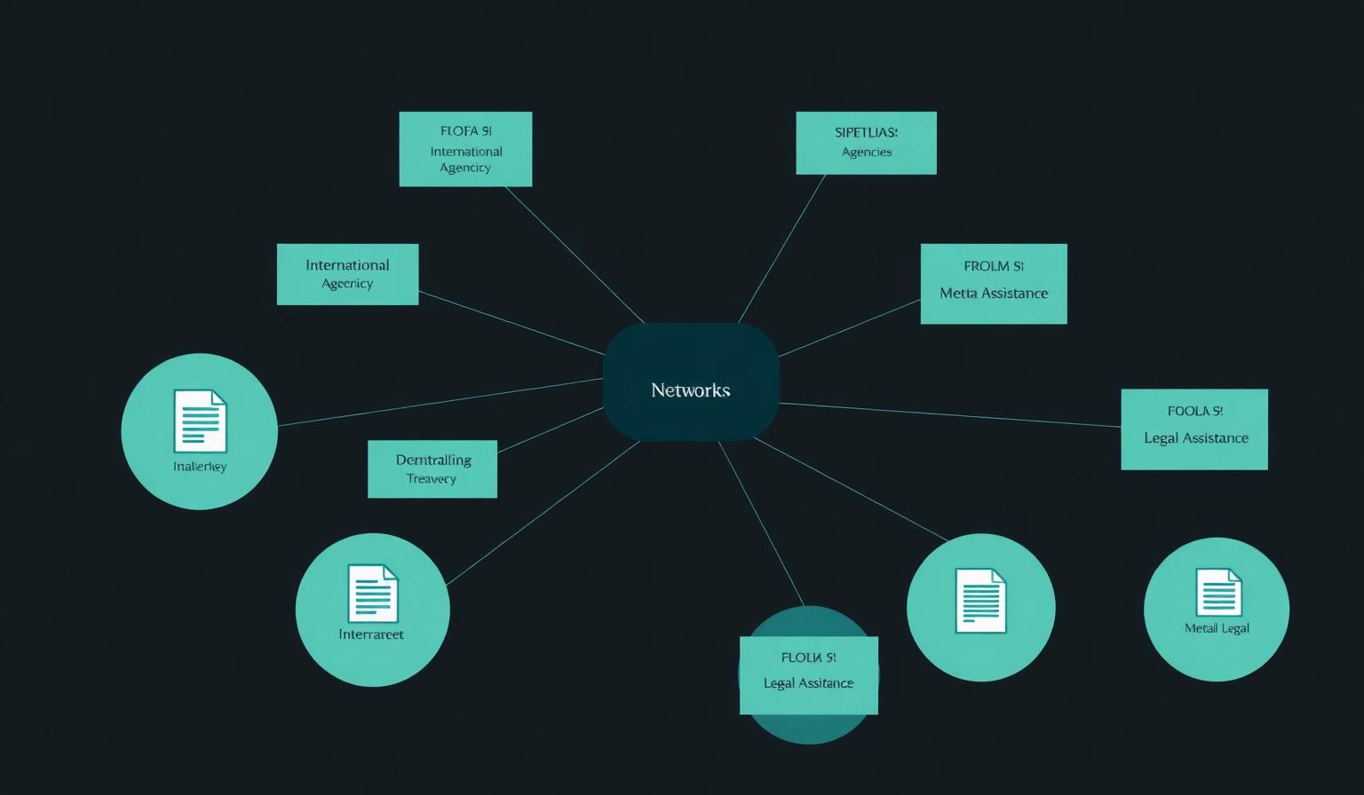 Network diagram of international agencies and mutual legal assistance treaty documents
