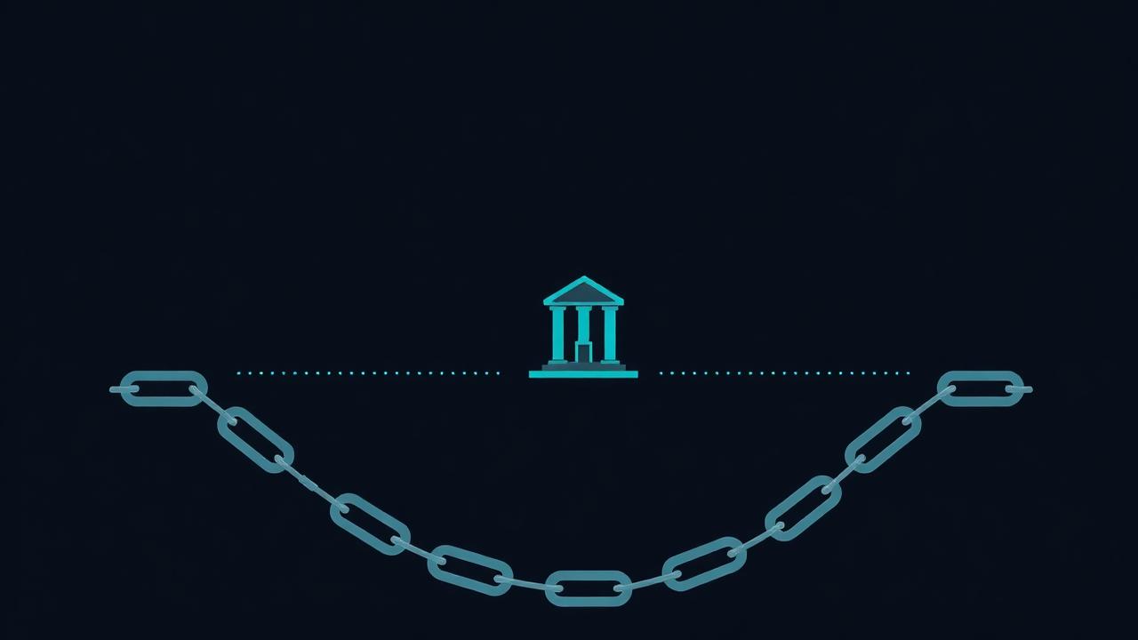 Blockchain flow diagram with peeling chain pattern leading to a single exchange building icon